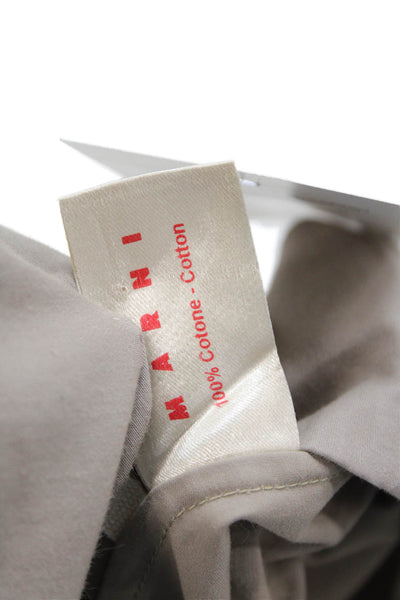 Marni Womens Cotton Pleated Knee Length Pencil Skirt Beige Size 38