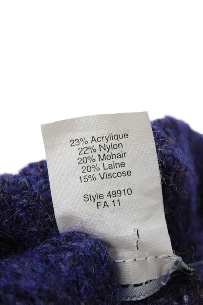 J Crew Womens V-Neck Short Sleeve Pullover Knit Sweater Purple Size XL