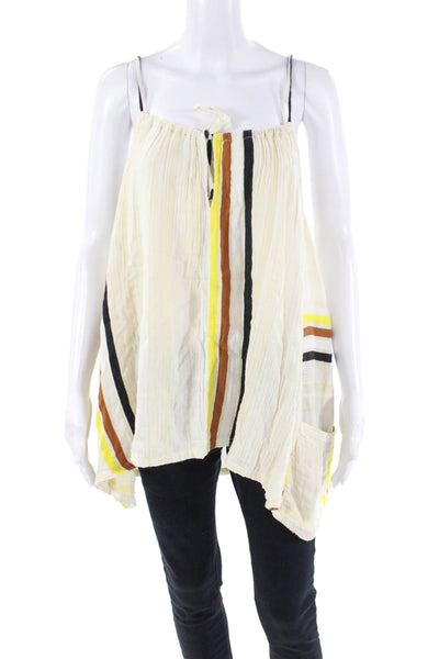 Ace & Jig Womens Cotton Striped Print Sleeveless Tank Top Cream Size S
