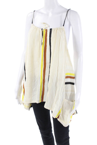 Ace & Jig Womens Cotton Striped Print Sleeveless Tank Top Cream Size S