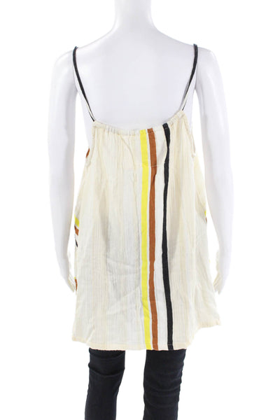 Ace & Jig Womens Cotton Striped Print Sleeveless Tank Top Cream Size S