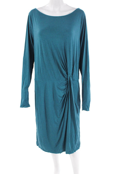 Three Dots Womens Stretch Round Neck Long Sleeve Mini Dress Blue Size 2XL
