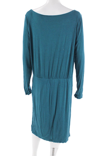 Three Dots Womens Stretch Round Neck Long Sleeve Mini Dress Blue Size 2XL