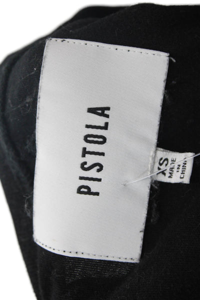 PistolaWomens Cotton Crew Neck Sleeveless Rouched Side Top Solid Black Size XS