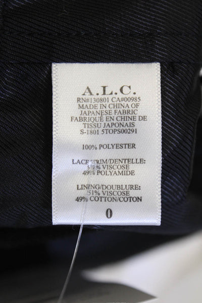 A.L.C. Womens Lace Accordion Pleat Sleeveless Cropped Tank Top Black Size 0