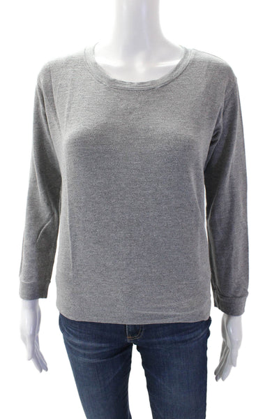 Monrow Womens Long Sleeves Crew Neck Sweatshirt Gray Cotton Size Extra Small