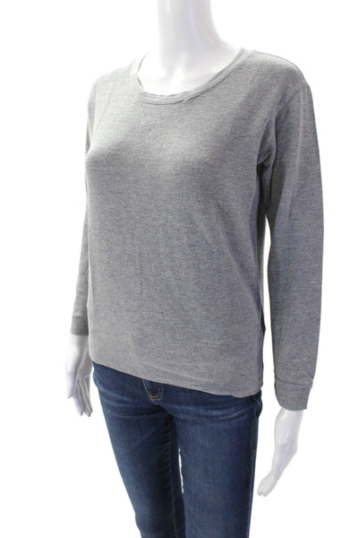 Monrow Womens Long Sleeves Crew Neck Sweatshirt Gray Cotton Size Extra Small