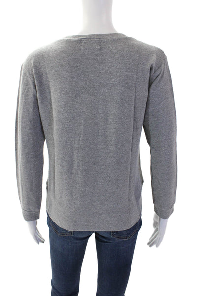 Monrow Womens Long Sleeves Crew Neck Sweatshirt Gray Cotton Size Extra Small