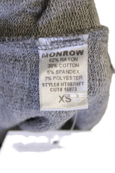 Monrow Womens Long Sleeves Crew Neck Sweatshirt Gray Cotton Size Extra Small
