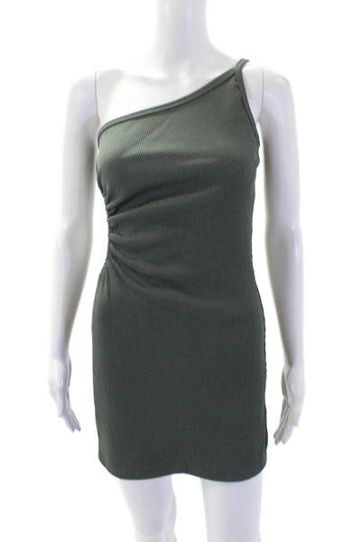Kimberly Taylor Womens One Shoulder Body Con Dress Green Size Extra Small