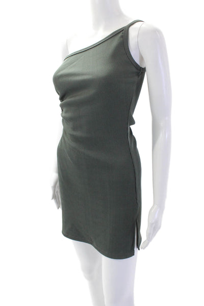 Kimberly Taylor Womens One Shoulder Body Con Dress Green Size Extra Small