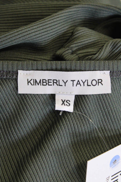 Kimberly Taylor Womens One Shoulder Body Con Dress Green Size Extra Small