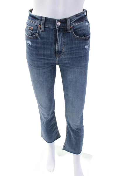 Daze Womens Repreve High Rise Boot Cut Jeans Blue Cotton Size 25