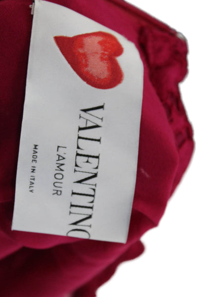 Valentino L'Amour Womens Cotton Blend Lace Short Sleeve Dress Pink Size 8