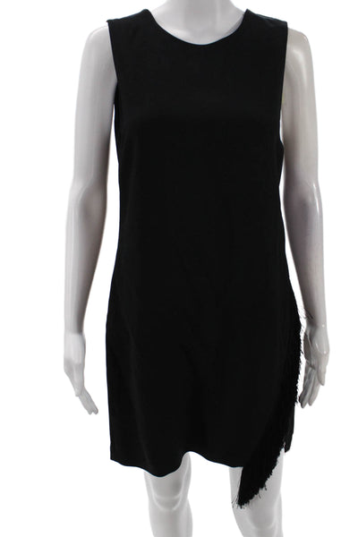 A.L.C. Womens Solid Fringe Detail Sleeveless Knee Length Dress Black Size 6