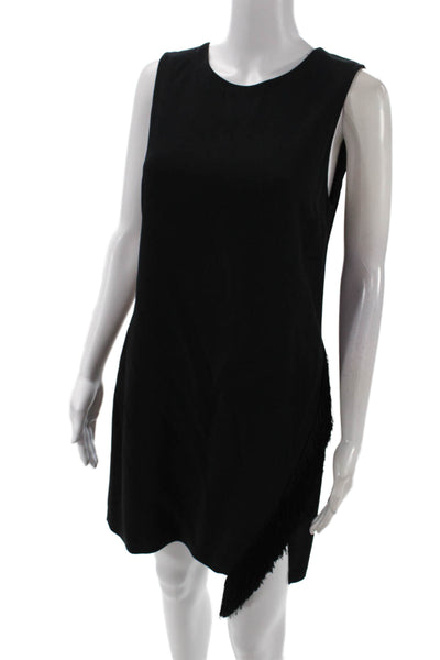 A.L.C. Womens Solid Fringe Detail Sleeveless Knee Length Dress Black Size 6