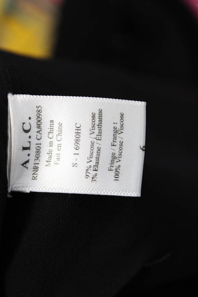 A.L.C. Womens Solid Fringe Detail Sleeveless Knee Length Dress Black Size 6
