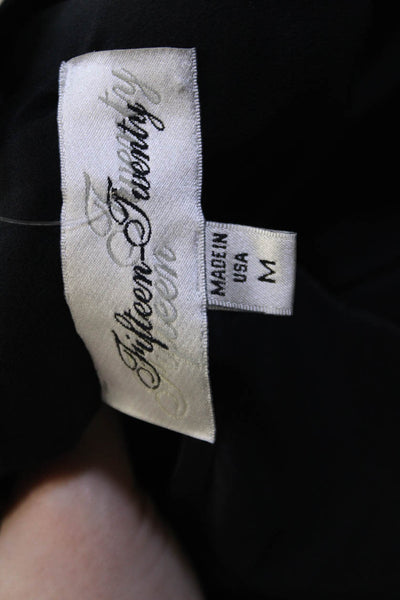Fifteen Twenty Womens Silk Round Neck Long Sleeve Buttoned Top Black Size M