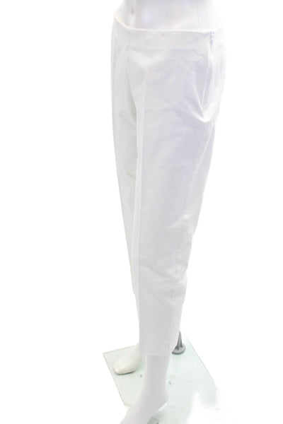 Lafayette 148 New York Womens Cotton Zip Button Tapered Leg Pants White Size 08
