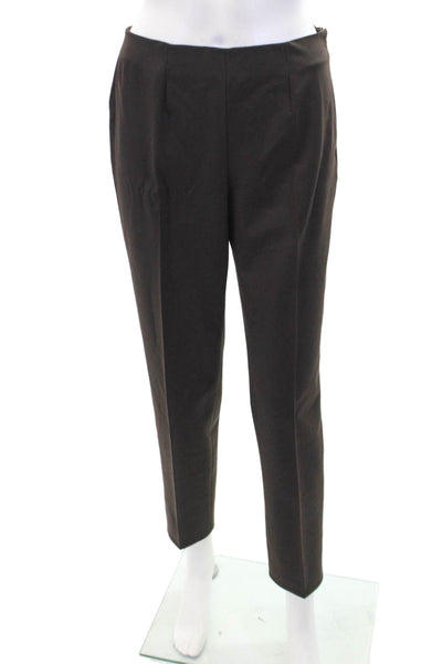 Piazza Sempione Womens Textured Lined Tapered Leg Dress Pants Brown Size EUR 42
