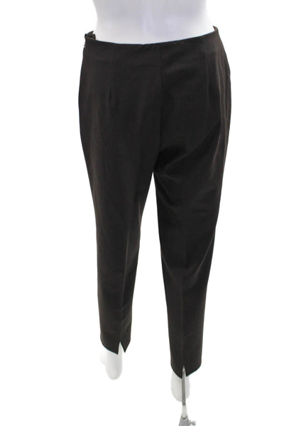 Piazza Sempione Womens Textured Lined Tapered Leg Dress Pants Brown Size EUR 42