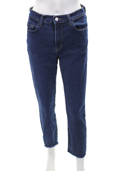 L Agence Womens Cotton Zip Button Skinny Leg Denim Jeans Blue Size EUR 28