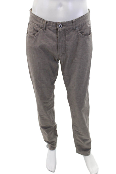Brax Feel Good Mens Cotton Button Zip Straight Leg Pants Gray Size EUR 48