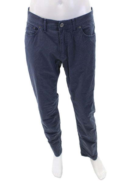 Brax Feel Good Mens Textured Zip Button Lined Straight Leg Pants Blue Size EUR 4