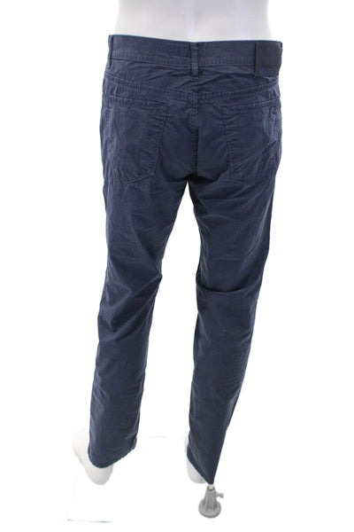 Brax Feel Good Mens Textured Zip Button Lined Straight Leg Pants Blue Size EUR 4