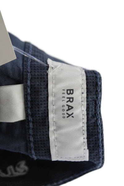 Brax Feel Good Mens Textured Zip Button Lined Straight Leg Pants Blue Size EUR 4