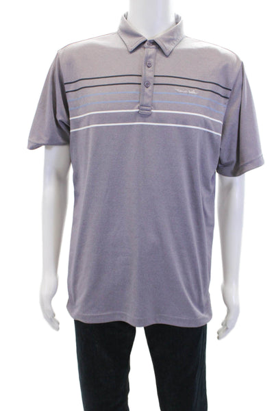 Travis Mathew Mens Textured V-neck Short Sleeve Stripe Top Gray Size L