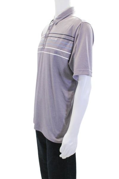 Travis Mathew Mens Textured V-neck Short Sleeve Stripe Top Gray Size L