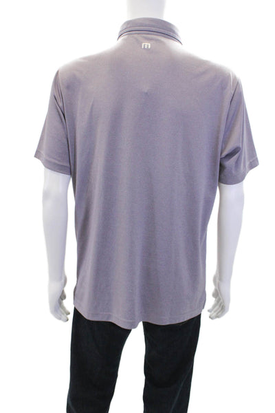 Travis Mathew Mens Textured V-neck Short Sleeve Stripe Top Gray Size L