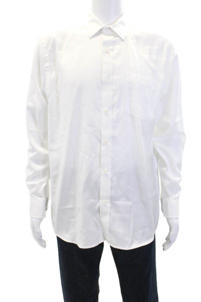 Johnston & Murphy Womens Cotton Long Sleeve Button Up Blouse White Size L