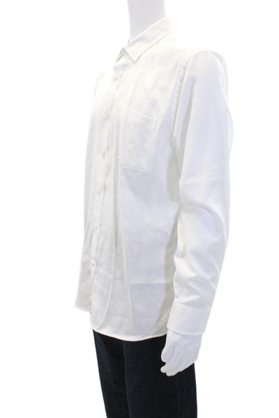 Johnston & Murphy Womens Cotton Long Sleeve Button Up Blouse White Size L