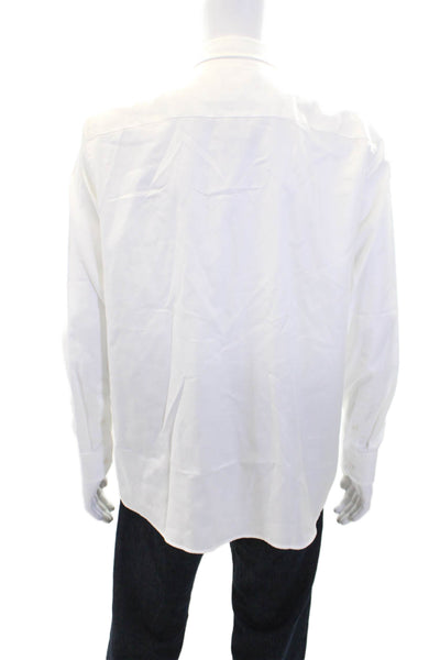 Johnston & Murphy Womens Cotton Long Sleeve Button Up Blouse White Size L