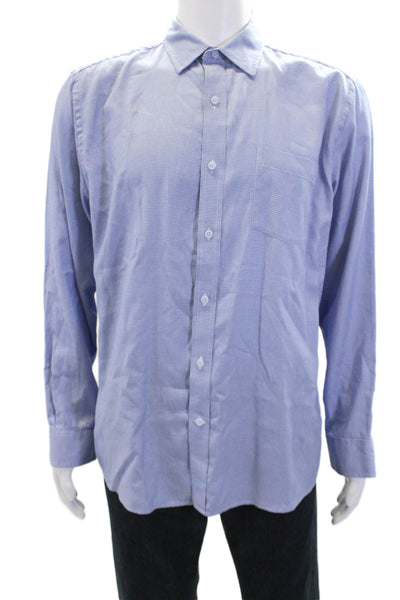 Johnston & Murphy Mens Cotton Long Sleeve Button Blouse Blue Size L