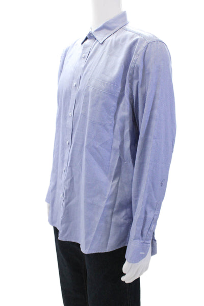 Johnston & Murphy Mens Cotton Long Sleeve Button Blouse Blue Size L