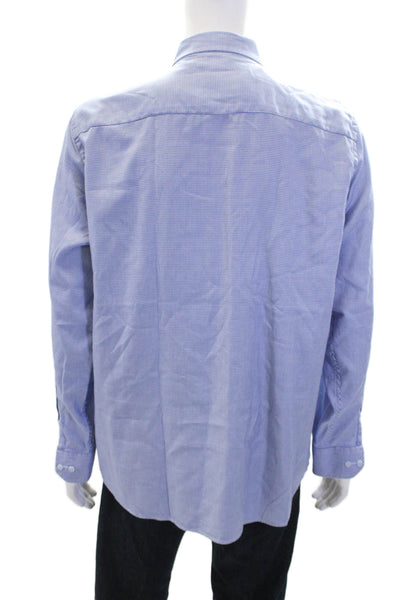Johnston & Murphy Mens Cotton Long Sleeve Button Blouse Blue Size L