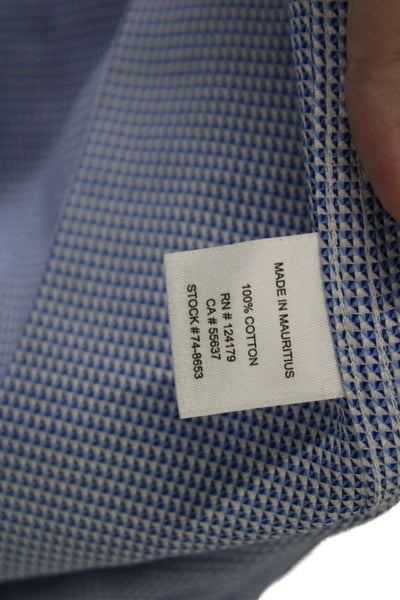 Johnston & Murphy Mens Cotton Long Sleeve Button Blouse Blue Size L