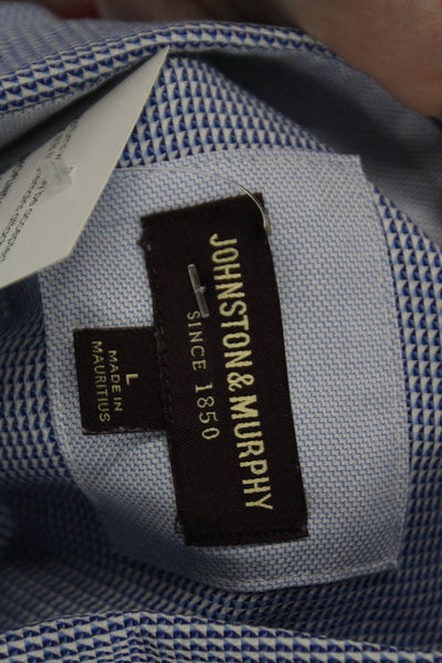 Johnston & Murphy Mens Cotton Long Sleeve Button Blouse Blue Size L