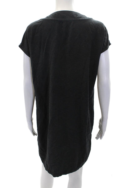 Splendid Womens V Neck Short Sleeves Shirt Dress Black Size Extra Small