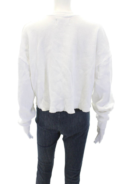 Soul Cycle Womens Cotton Logo Sleeve Pullover Cropped Sweatshirt White Size M