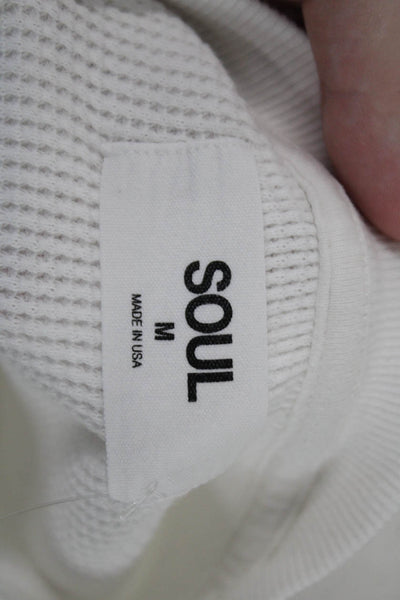 Soul Cycle Womens Cotton Logo Sleeve Pullover Cropped Sweatshirt White Size M