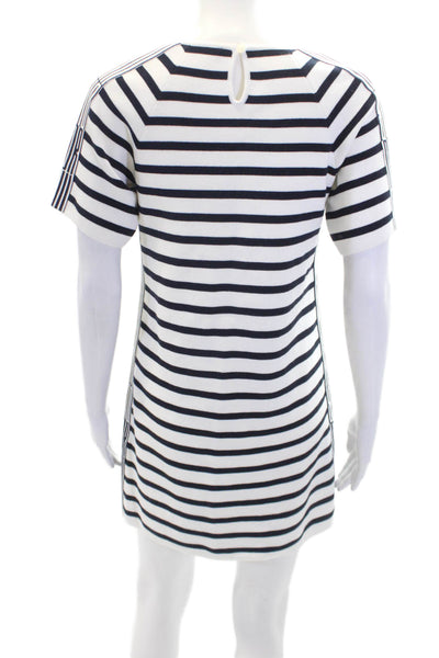 Christian Dior Womens Striped Sweater Dress White Black Cotton Size 2