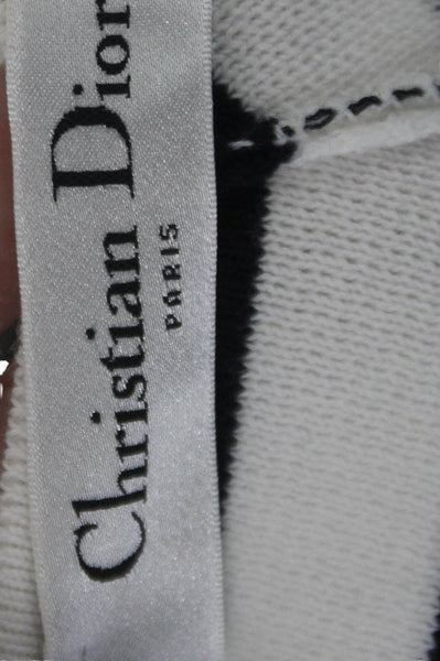 Christian Dior Womens Striped Sweater Dress White Black Cotton Size 2
