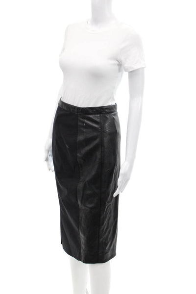 Stella McCartney Womens Textured Lined Slit Zip Fitted Skirt Black Size M
