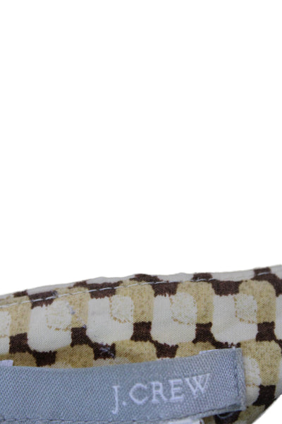 J Crew Womens Cotton Geometric Print Midi Pencil A-Line Skirt Brown Gold Size 6