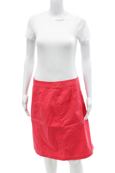 Boden Womens Cotton High Waisted Midi A-Line Zip Up Pencil Skirt Pink Size 8