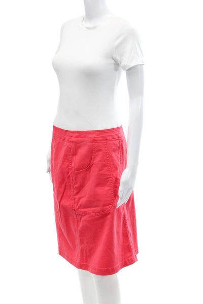 Boden Womens Cotton High Waisted Midi A-Line Zip Up Pencil Skirt Pink Size 8